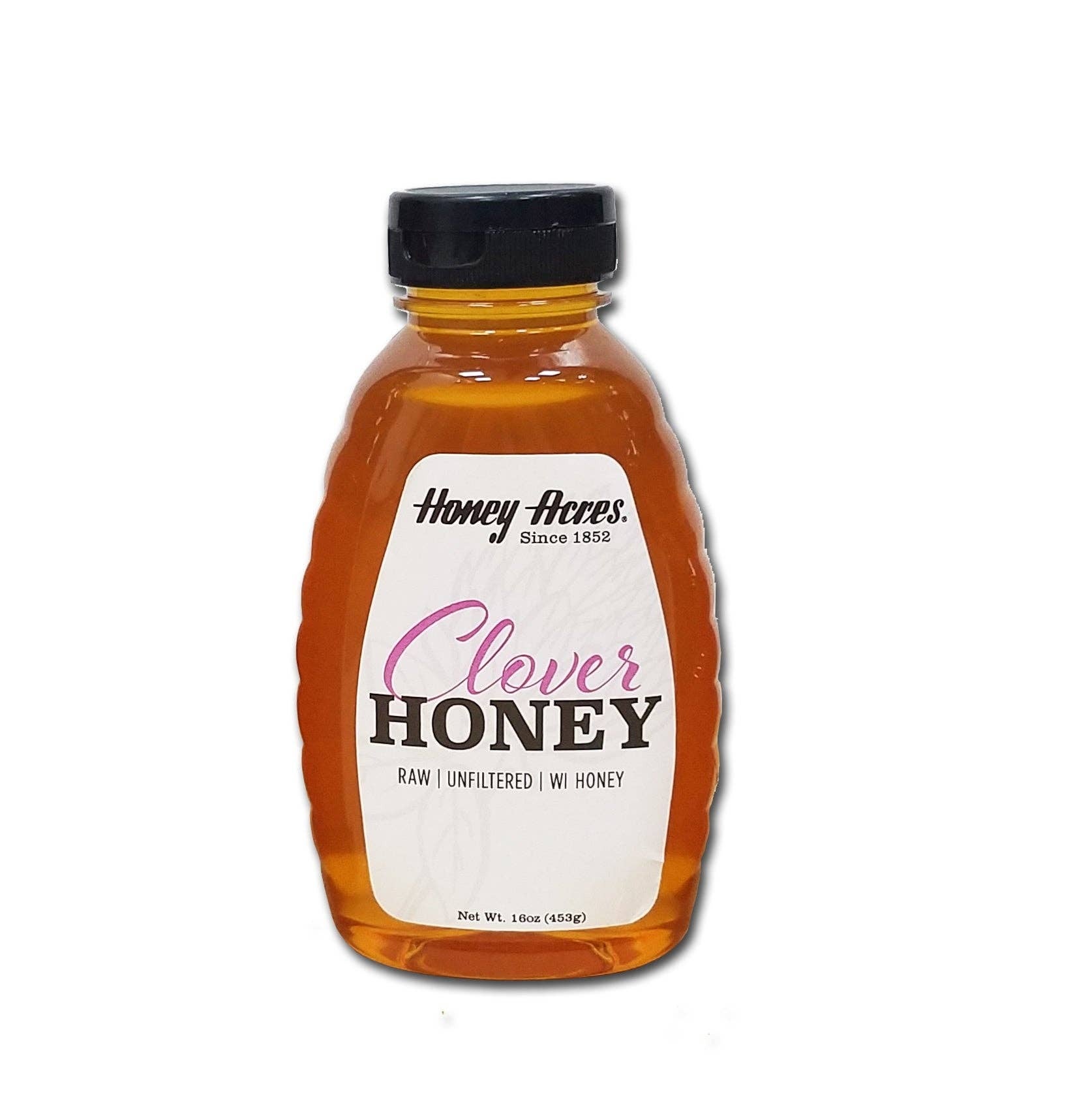 Honey Acres Inc. Clover Honey 16oz Squeeze Bottle On The Surface