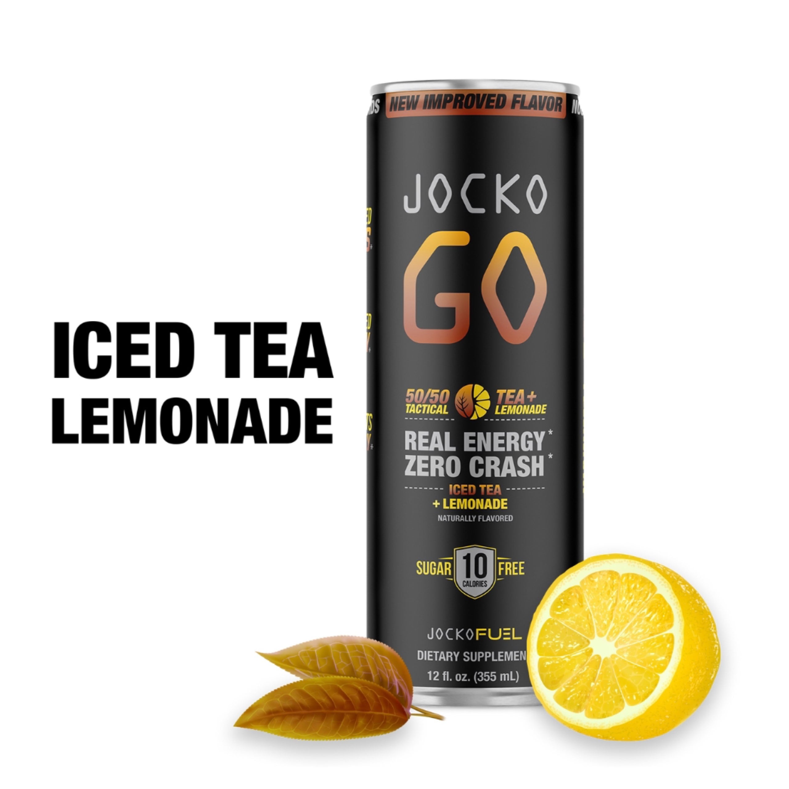 Jocko Go Iced Tea Lemonade Energy Drink 12 oz Cans On The Surface